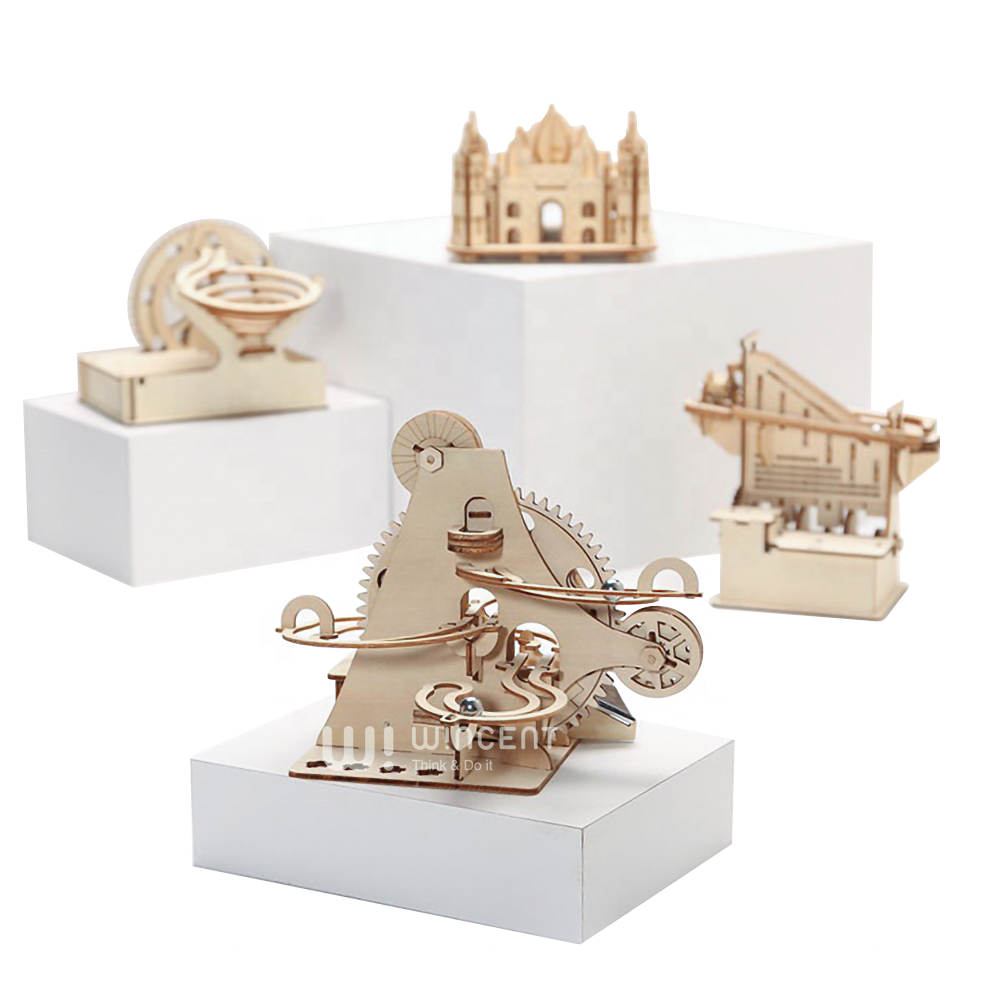 CPC Solar DIY Wooden Gear Toy Marble Run Educational STEM Education Logic Game Puzzle