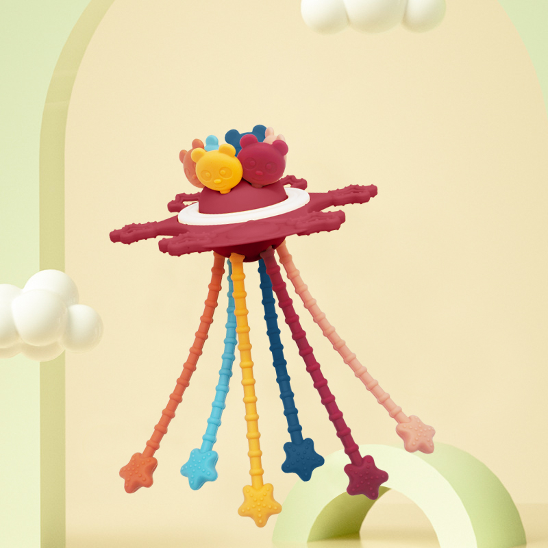 Custom Food-Grade Silicone Montessori Pull String Toys Educational Sensory Toys for Babies