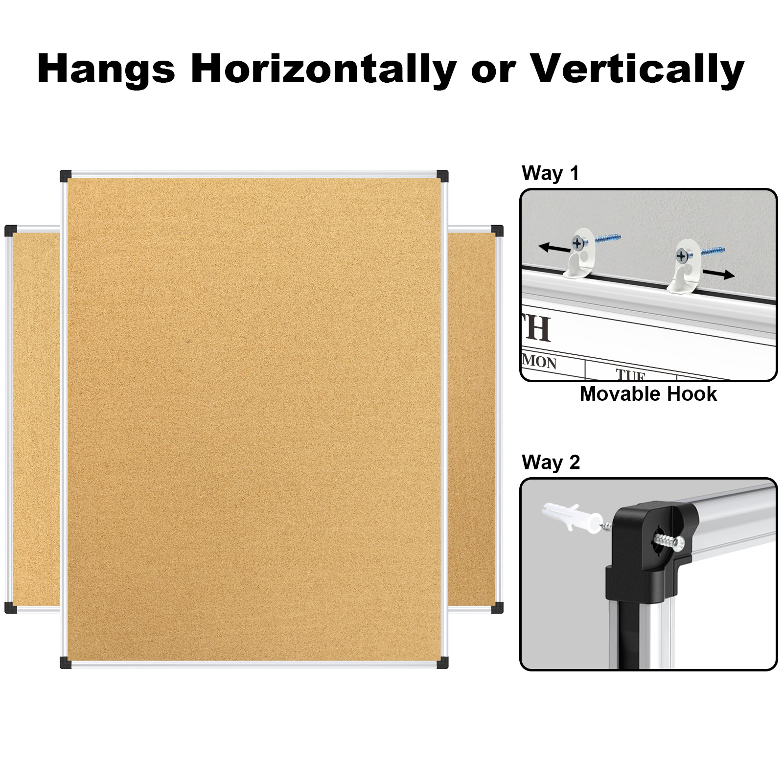 School Classroom Teaching Whiteboard Cork Combo Board Magnetic Memo Notice Board Large Wall Mounted Education Presentation Board