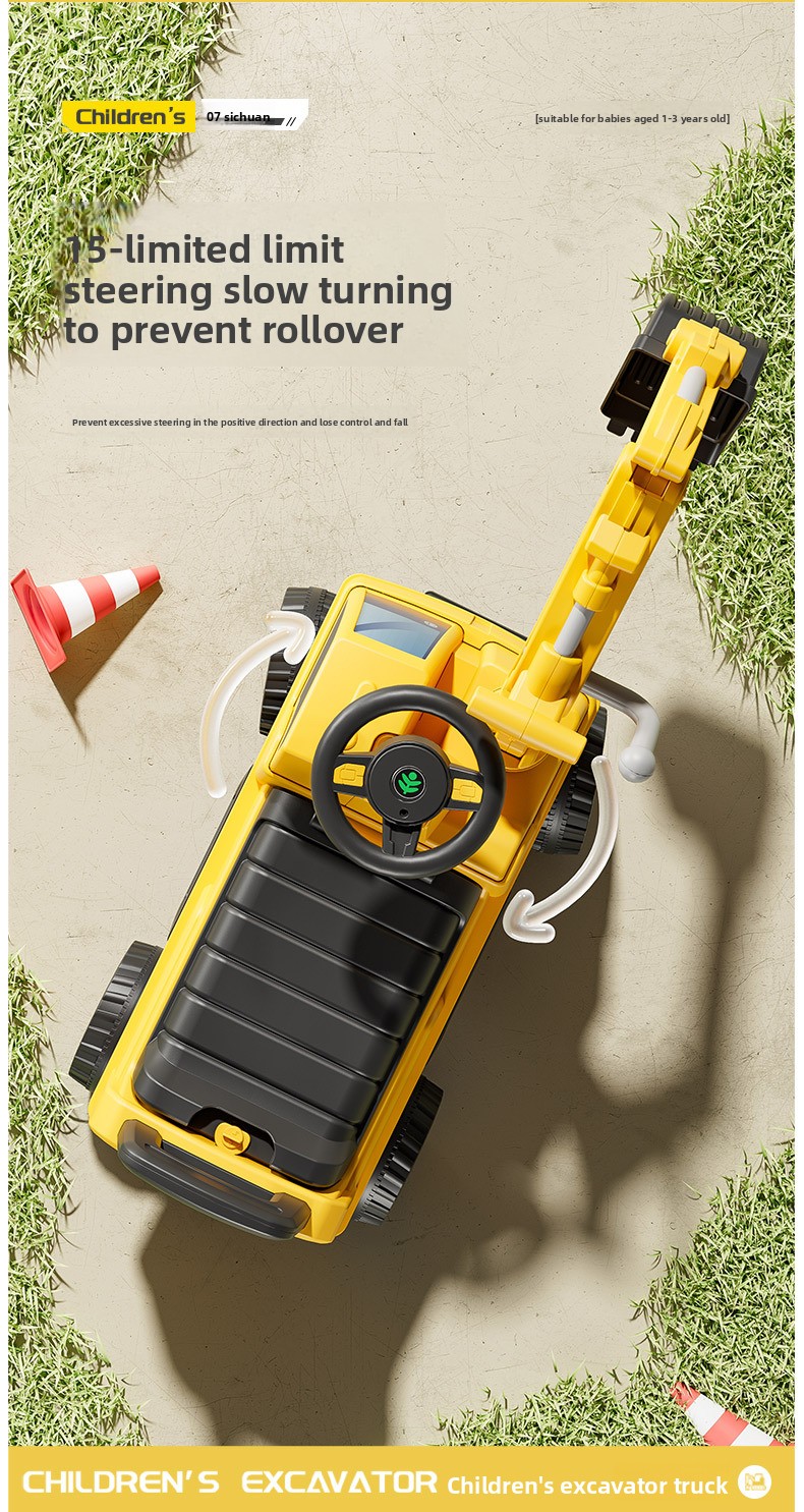 Large Electric Excavator Ride-On Toy for Boys and Girls Children's Construction Vehicle Stock Baby Car for Sitting and Digging
