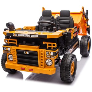 24V Unisex Electric Excavator Dump Truck Ride-On for Kids 2.4G R/C Battery-Powered Plastic Toy with Shovel 2 to 4 Years