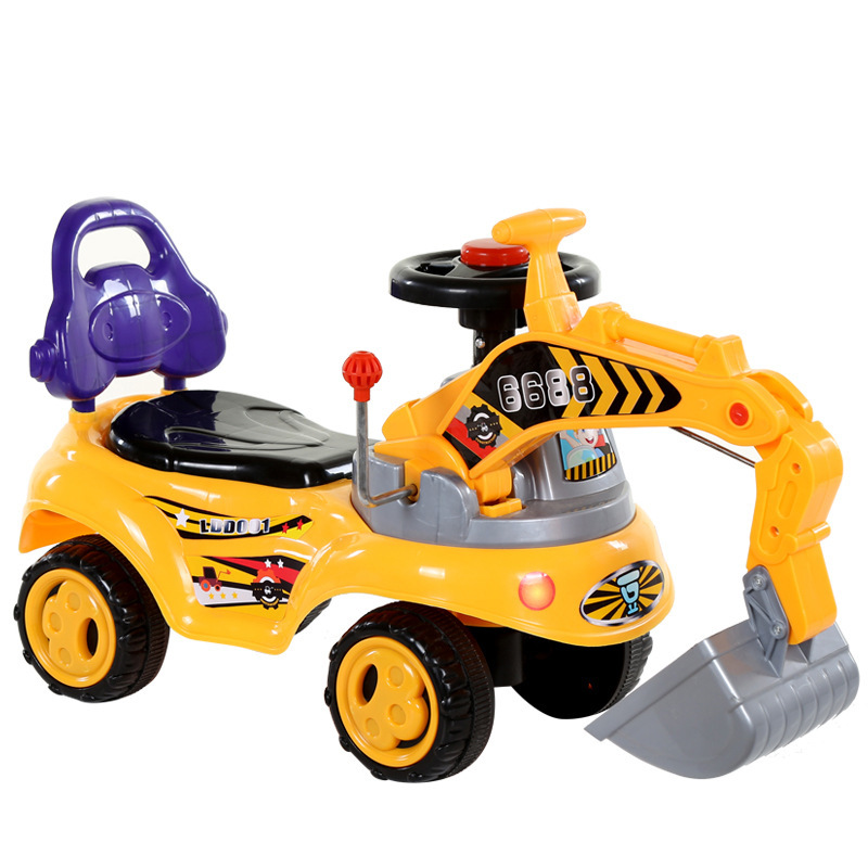 Cheap Plastic Ride on Excavator Digger 2 In1 for Toddlers Pedal Free Vehicle With Music Mini Sliding Tractor for Kids
