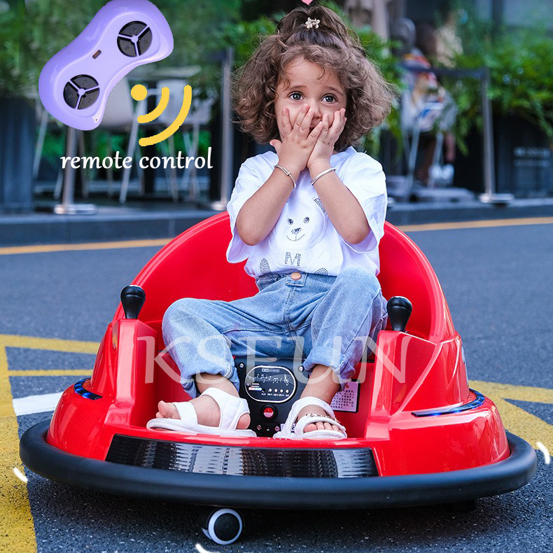 Children 12V Electric Bumper Car for Kids Remote Control Ride on Car Kids Electric 360 Degree Spin W/Lights 2-15 Years Old