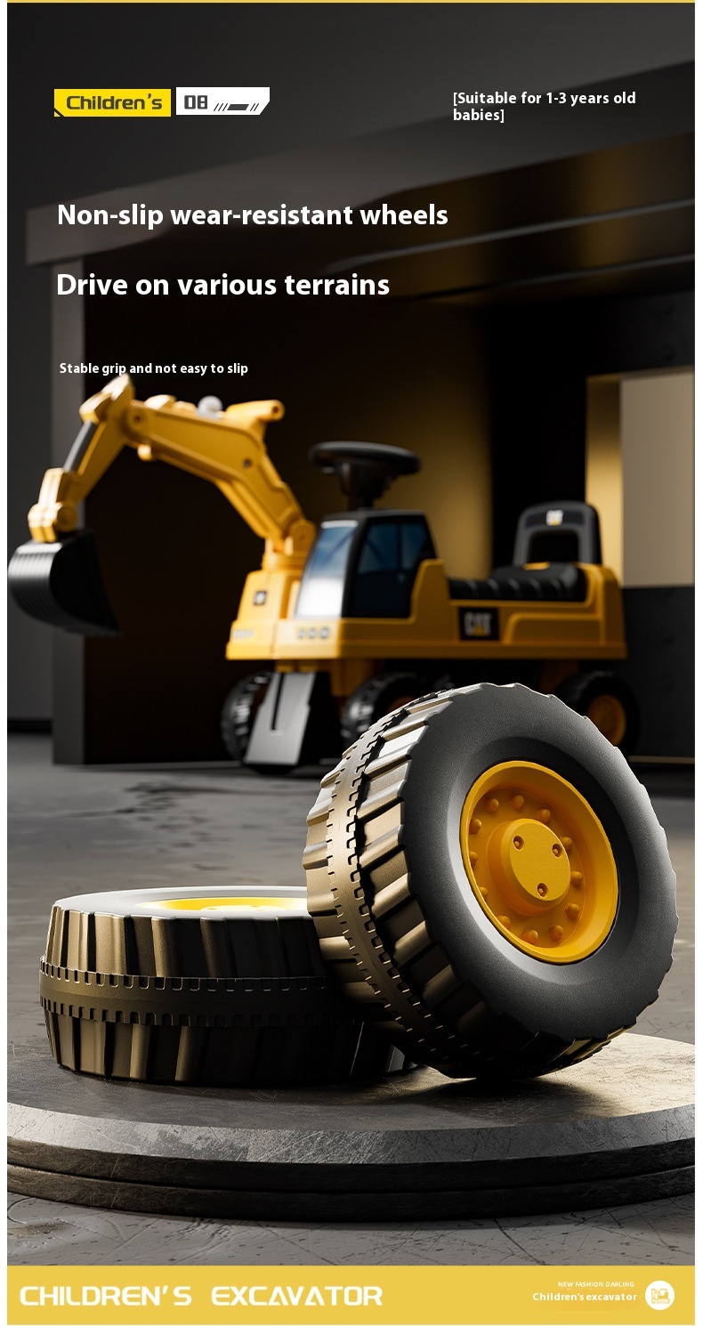 Large Electric Excavator Ride-On Toy for Boys and Girls Children's Construction Vehicle Stock Baby Car for Sitting and Digging