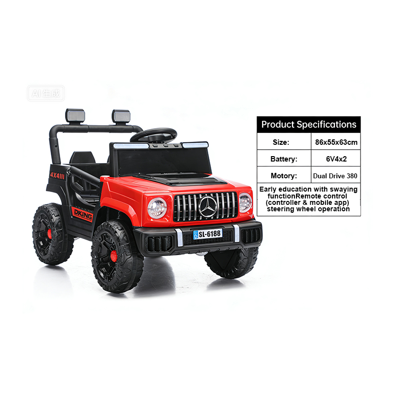Children Electric Ride-On Car 4 Wheels Double Drive 6V4Ah Motors Early Learning MP3 Player One Button Start Durable PVC 2-4