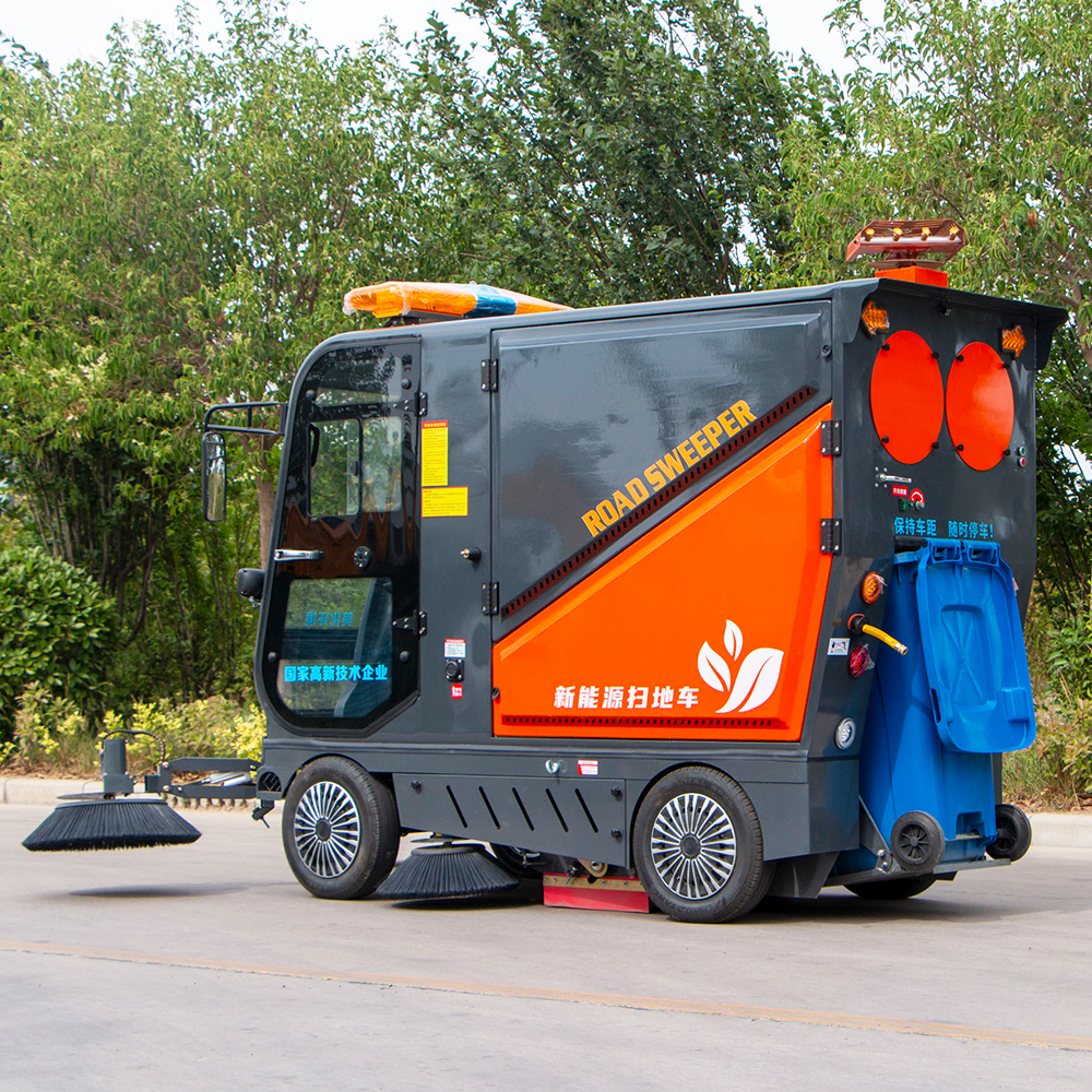 Electric Closed Cab Floor Sweeper Driving Type Street 48V Electric Ride-on Road Machine with Four Wheels for Farm Using