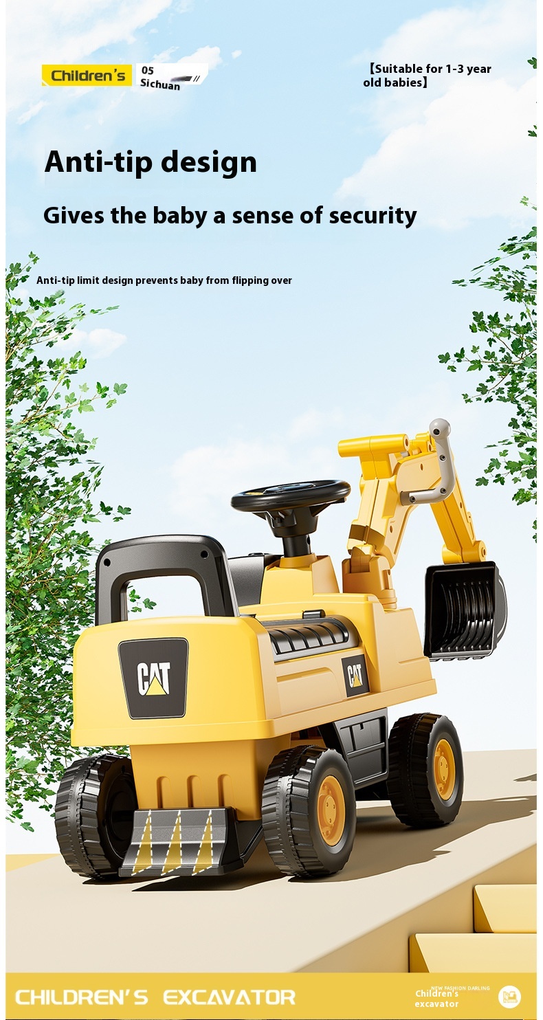 Large Electric Excavator Ride-On Toy for Boys and Girls Children's Construction Vehicle Stock Baby Car for Sitting and Digging