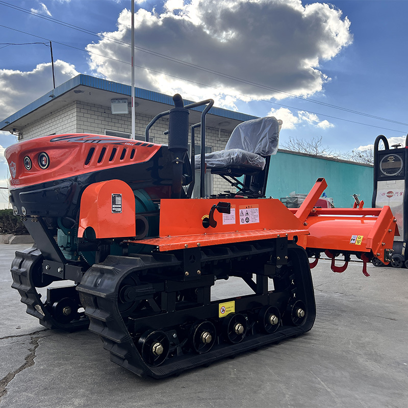 35HP Ride-On Crawler Diesel Gear Drive Rotary Tiller Tractor Compact Mini Farm Machine for Greenhouses Orchards Narrow Fields
