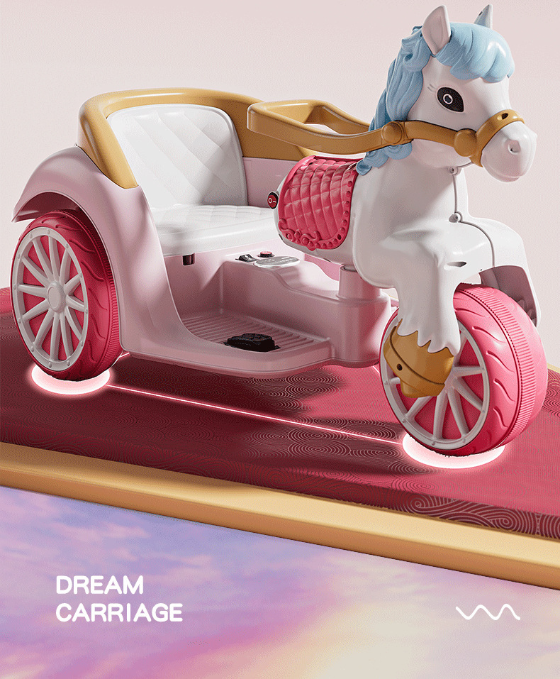 Children's Electric Ride-On Princess Carriage Rechargeable Battery Remote Control Unisex Toy Car