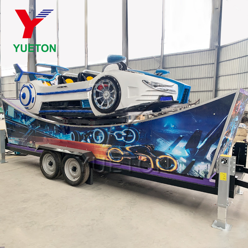 Ready To Ship Portable Kids Amusement Park Equipment Mobile Carnival Game Mini Crazy Fly Car Ride Trailer Mounted For Outdoor