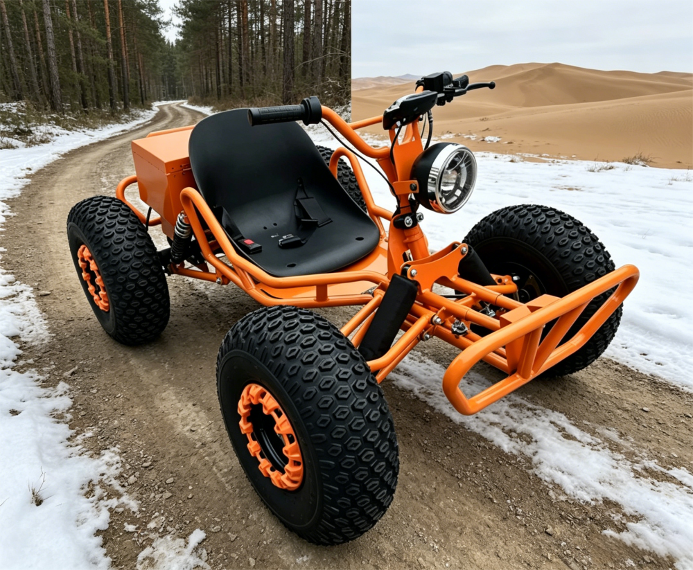 1000W Electric Go-Kart for Kids, Shaft-Drive Off-Road Four-Wheel Drift Vehicle for Adults All-Terrain Car