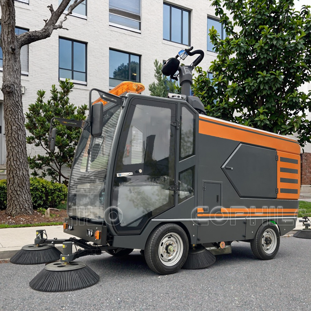 48V Battery-Powered Electric Ride-On Floor Sweeper Truck New Condition for School Hospital Plant Farm Cleaning Core Brush