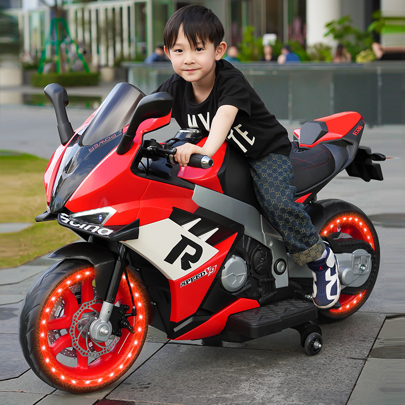 Extra Large Rechargeable Two-Wheel Electric Motorcycle for Ages 3-7 10 Adults Ride-on Car for Boys Girls Babies