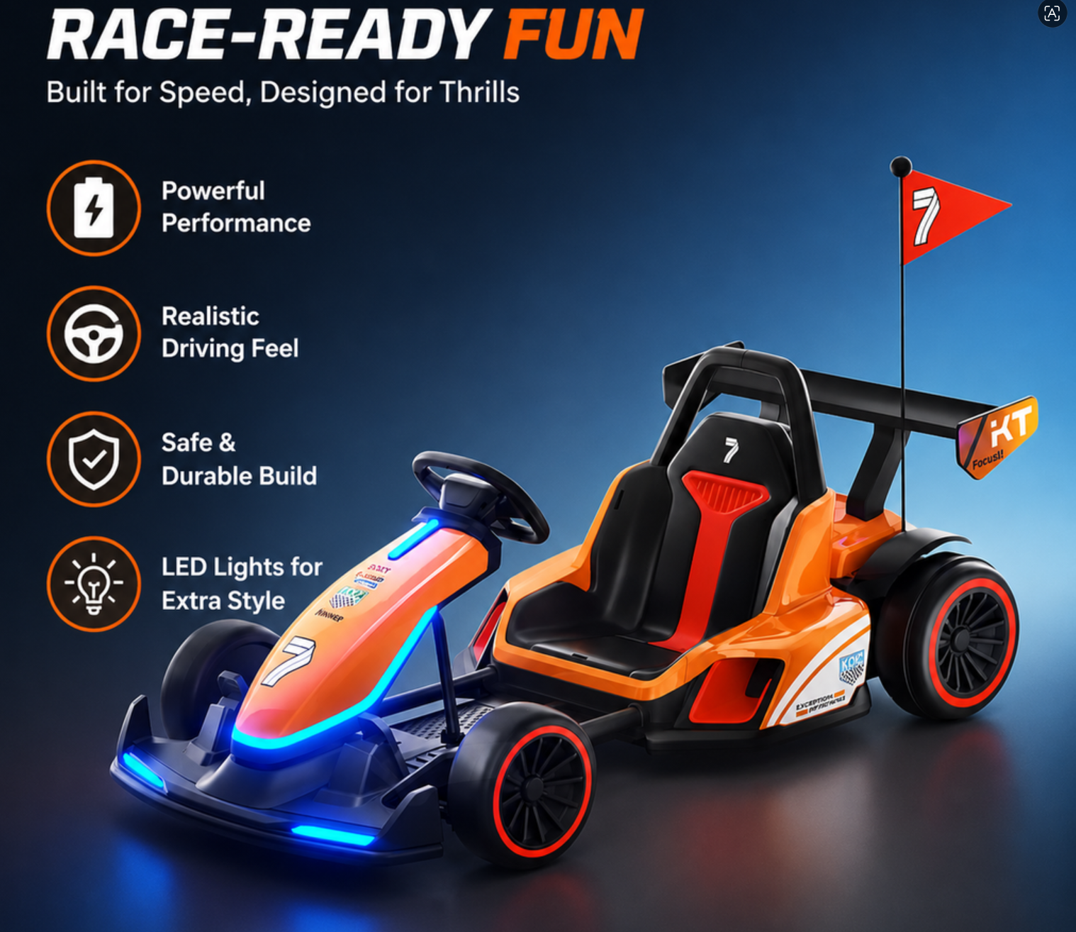 24V7AH Kids Electric Go Kart Baked Paint Drift Kart Ride on Toy Car With 1 to 1 Remote Control
