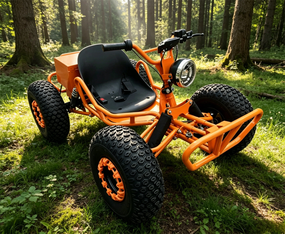 1000W Electric Go-Kart for Kids, Shaft-Drive Off-Road Four-Wheel Drift Vehicle for Adults All-Terrain Car