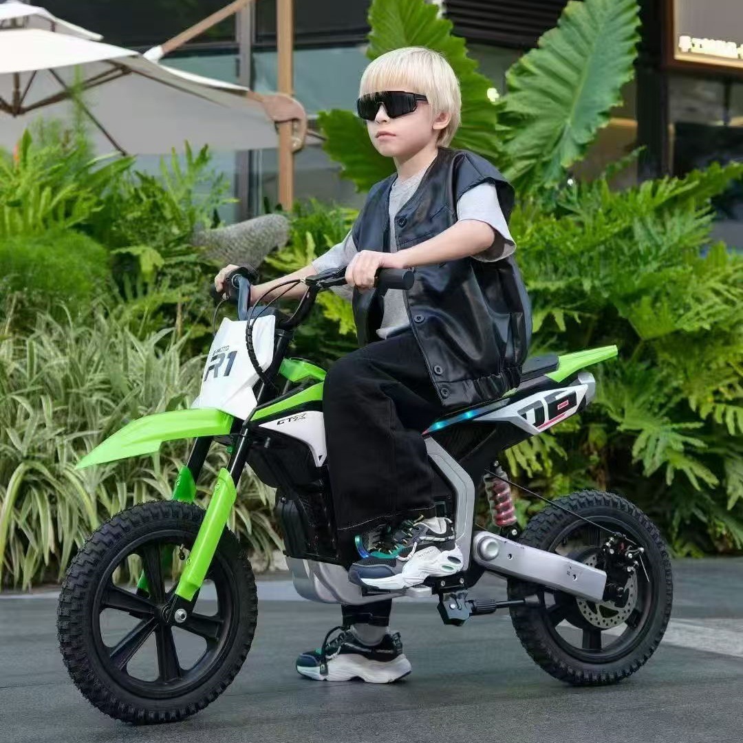 Kids Electric Motorcycle 2 Seat with Powerful Motor 24V Battery-Powered Ride-On Toy for Boys Girls Outdoor Off-Road Vehicle