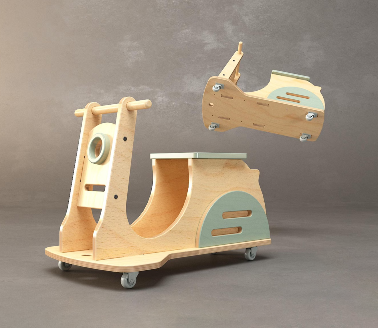 Wood Kids Ride-on Toy Montessori Inspired Customizable Wooden Bike Riding Horse