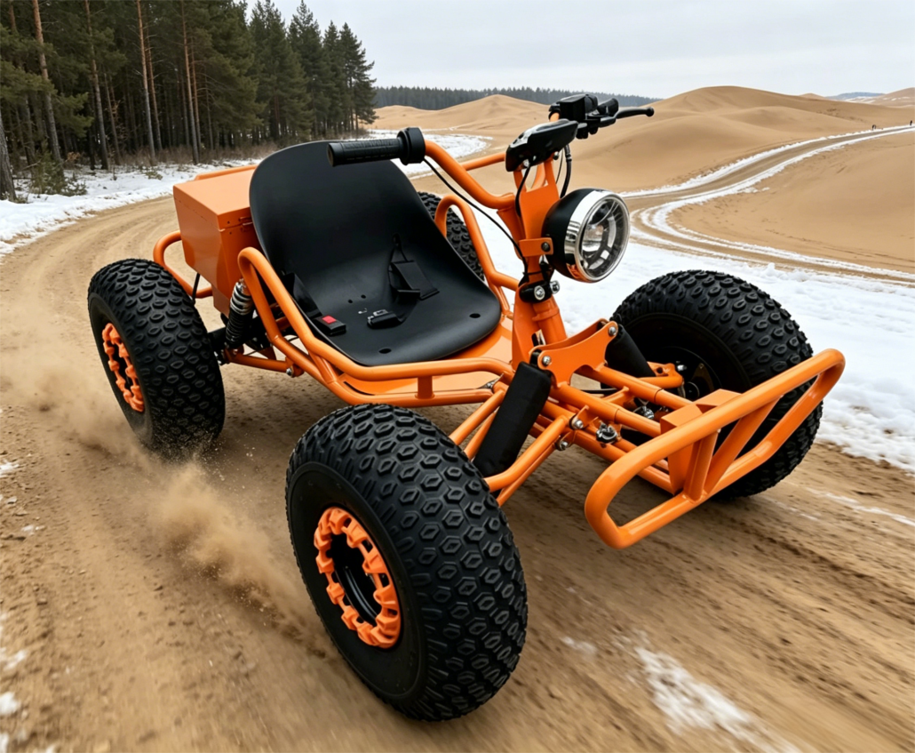 1000W Electric Go-Kart for Kids, Shaft-Drive Off-Road Four-Wheel Drift Vehicle for Adults All-Terrain Car