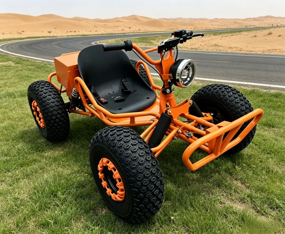 1000W Electric Go-Kart for Kids, Shaft-Drive Off-Road Four-Wheel Drift Vehicle for Adults All-Terrain Car