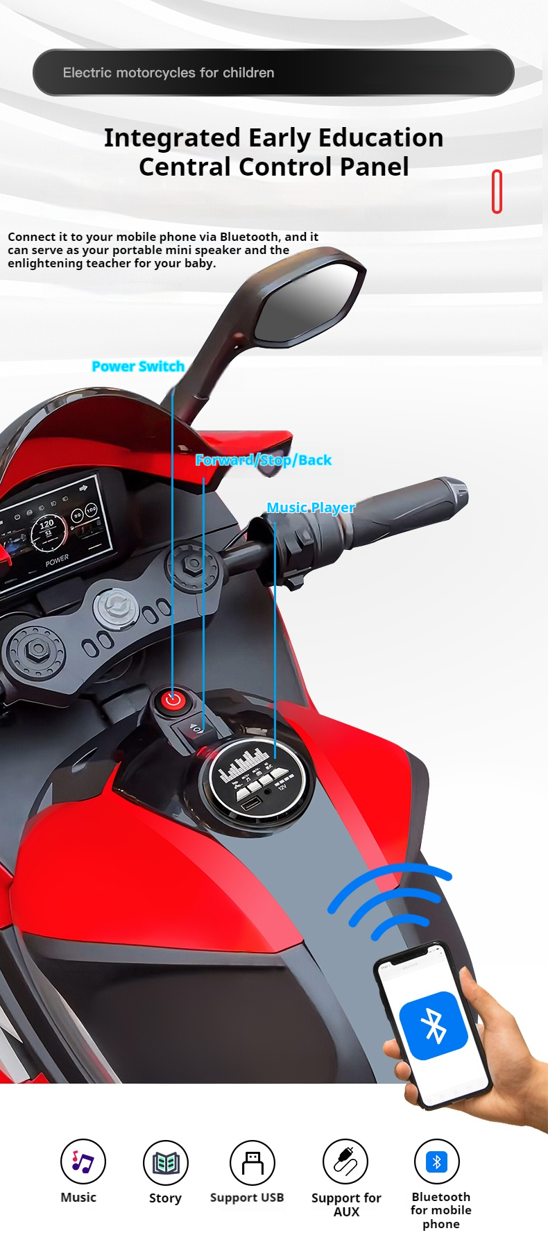 Kids Ride On Motorbike Detail 6