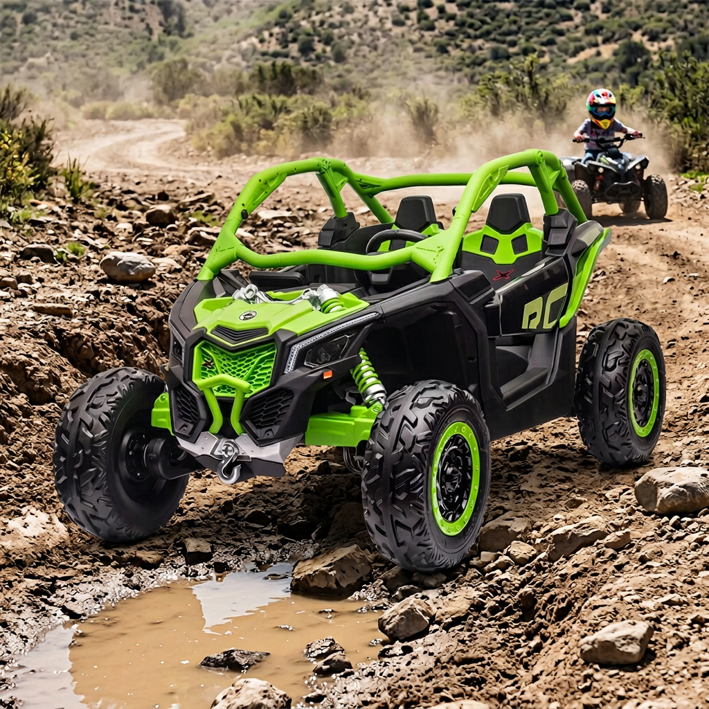 24V Electric Ride-On Car for Big Kids Unisex 4x4 Big UTV Off Road 2 Seater Double Motor Plastic Outdoor Toy Vehicle