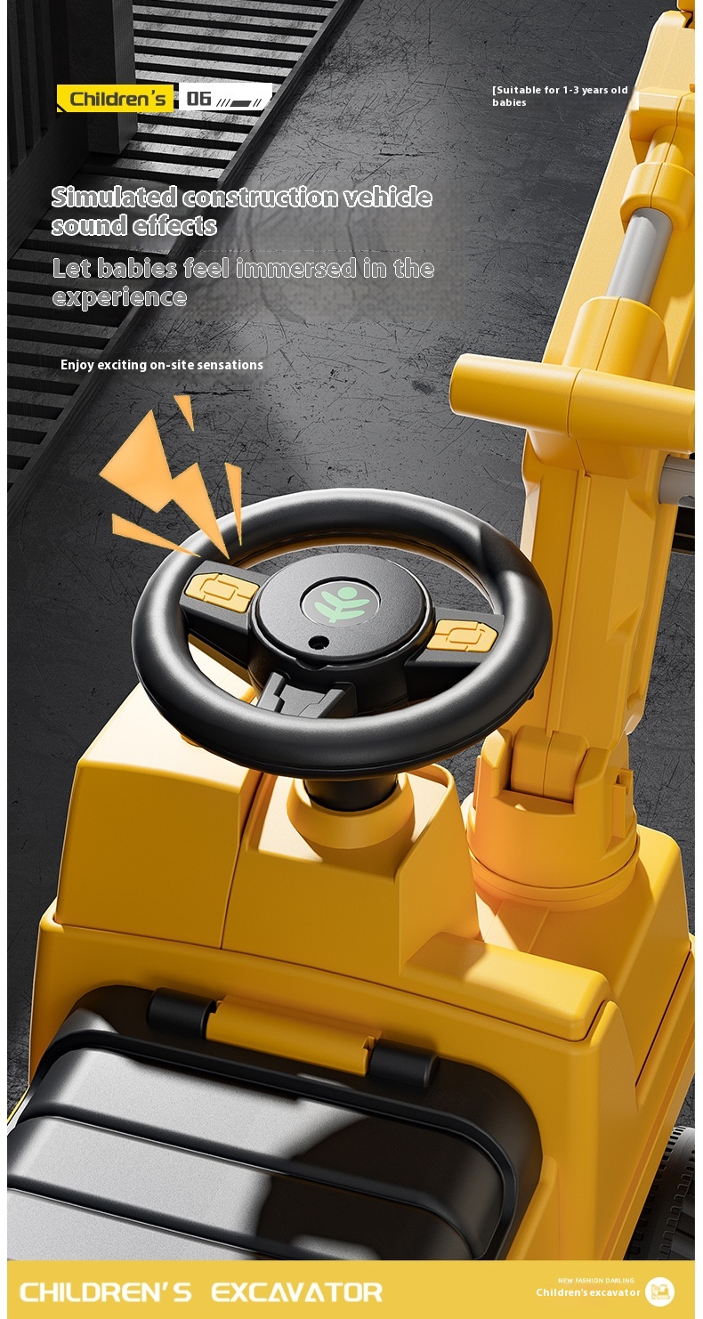 Large Electric Excavator Ride-On Toy for Boys and Girls Children's Construction Vehicle Stock Baby Car for Sitting and Digging