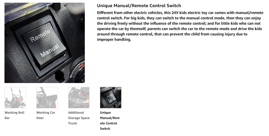 Kids Electric Vehicle Seat Features