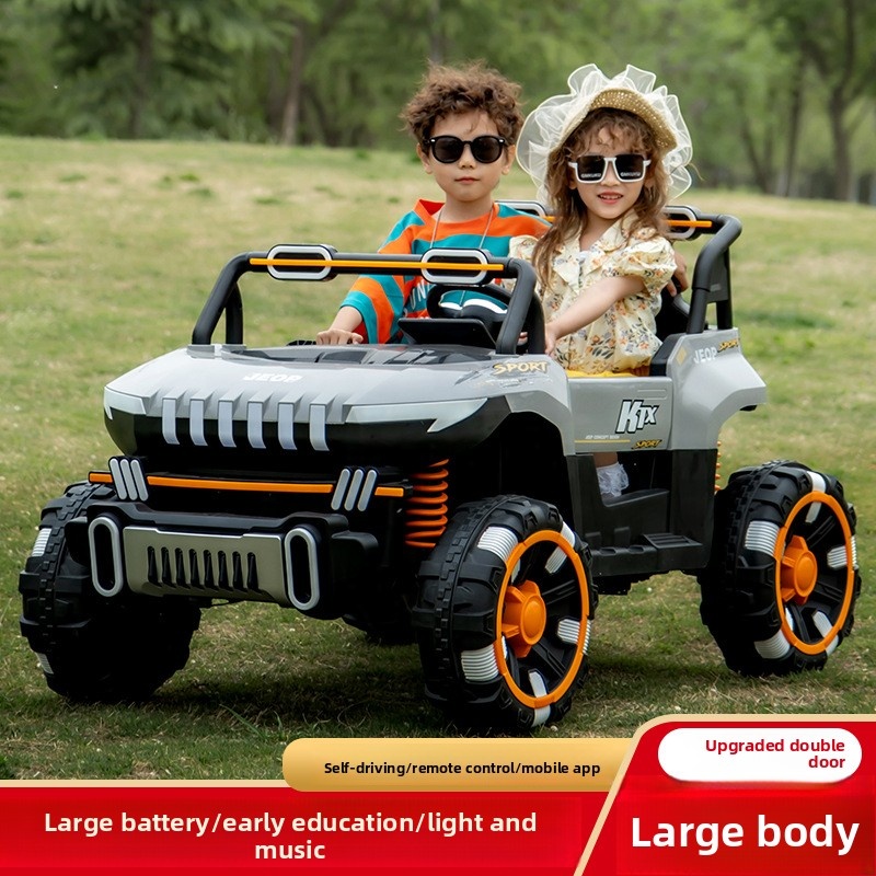 New Kids' Electric Plastic SUV Off-Road Ride-On Cars-Perfect Gift for 1-3 Years Boys Girls Two-Seater Can Carry Adults Fun