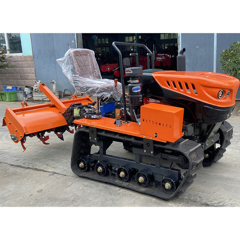 35HP Ride-On Crawler Diesel Gear Drive Rotary Tiller Tractor Compact Mini Farm Machine for Greenhouses Orchards Narrow Fields