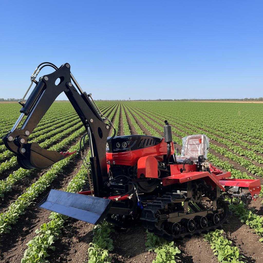 35HP Ride-On Crawler Diesel Gear Drive Rotary Tiller Tractor Compact Mini Farm Machine for Greenhouses Orchards Narrow Fields