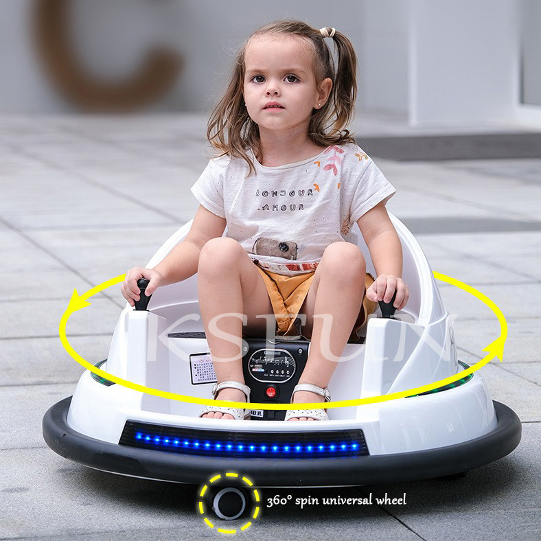 Children 12V Electric Bumper Car for Kids Remote Control Ride on Car Kids Electric 360 Degree Spin W/Lights 2-15 Years Old