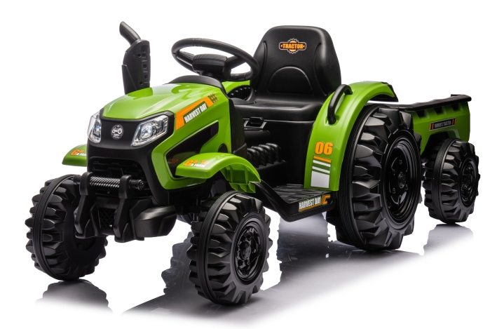 24V Ride on Toy Electric Tractor with Trailer, Kids Electric Vehicle