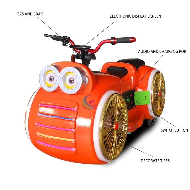New Park Square Children's Electric Bumper Car Riding Motorcycle Ride Timing Remote Control Toy Recreation Car