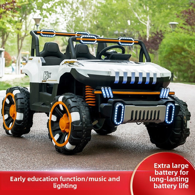 New Kids' Electric Plastic SUV Off-Road Ride-On Cars-Perfect Gift for 1-3 Years Boys Girls Two-Seater Can Carry Adults Fun