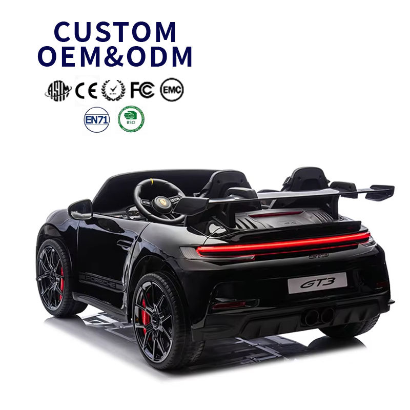 Custom Licensed Porsche 911 GT3 Ride-On Electric Toy Car 4 Wheels Plastic 24V Battery Remote-Control Double Seat Kid Vehicle