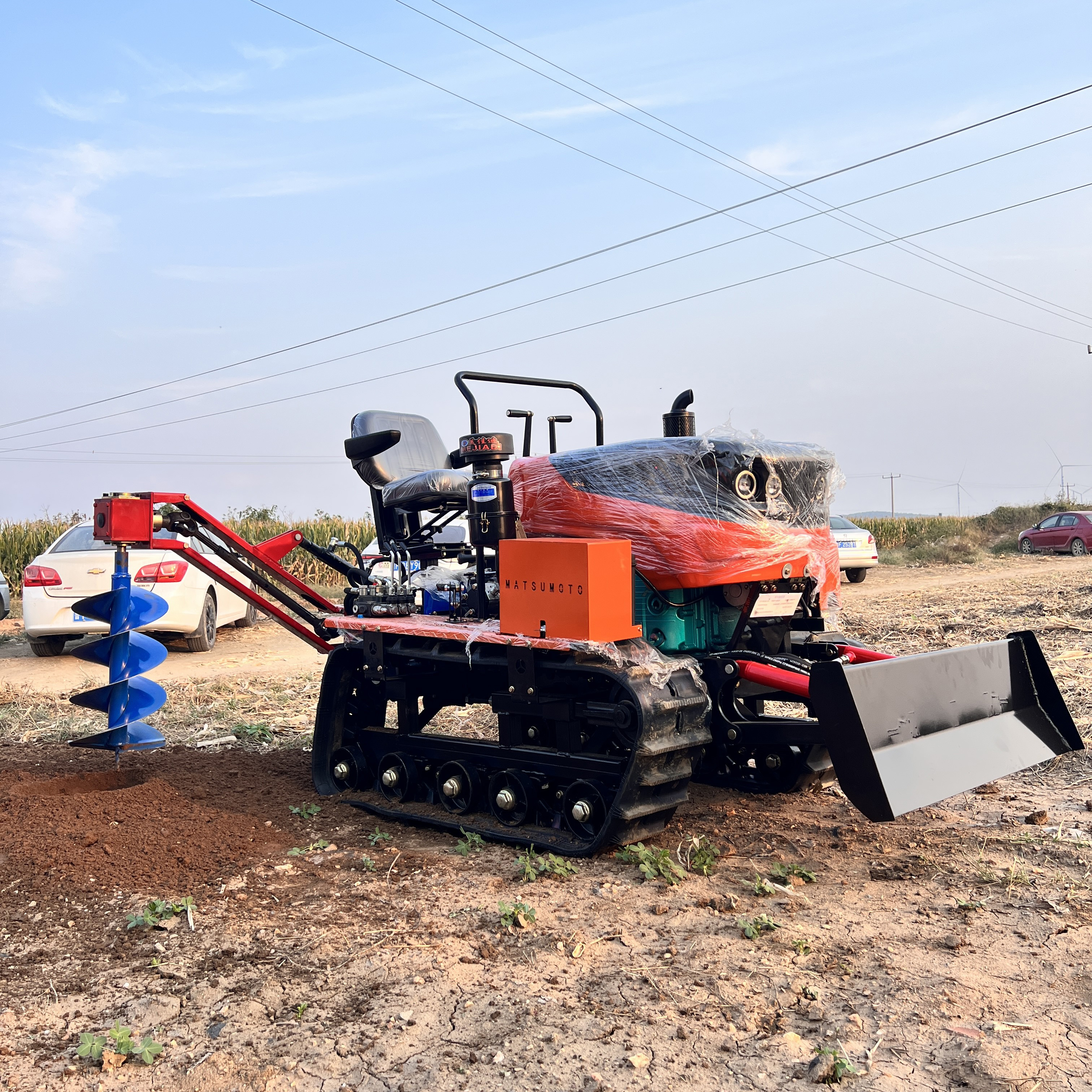 35HP Ride-On Crawler Diesel Gear Drive Rotary Tiller Tractor Compact Mini Farm Machine for Greenhouses Orchards Narrow Fields