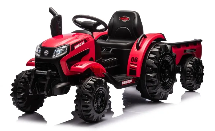 24V Ride on Toy Electric Tractor with Trailer - Side view