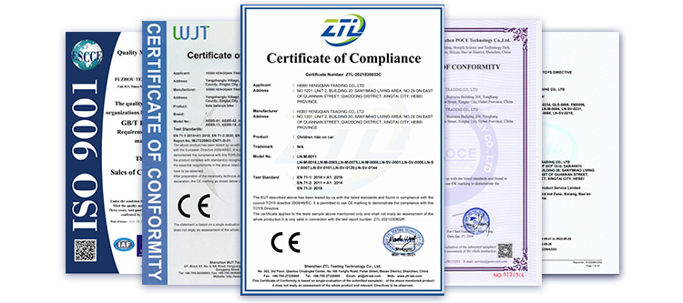 Certificates GCC CE EN71 ASTM ROHS