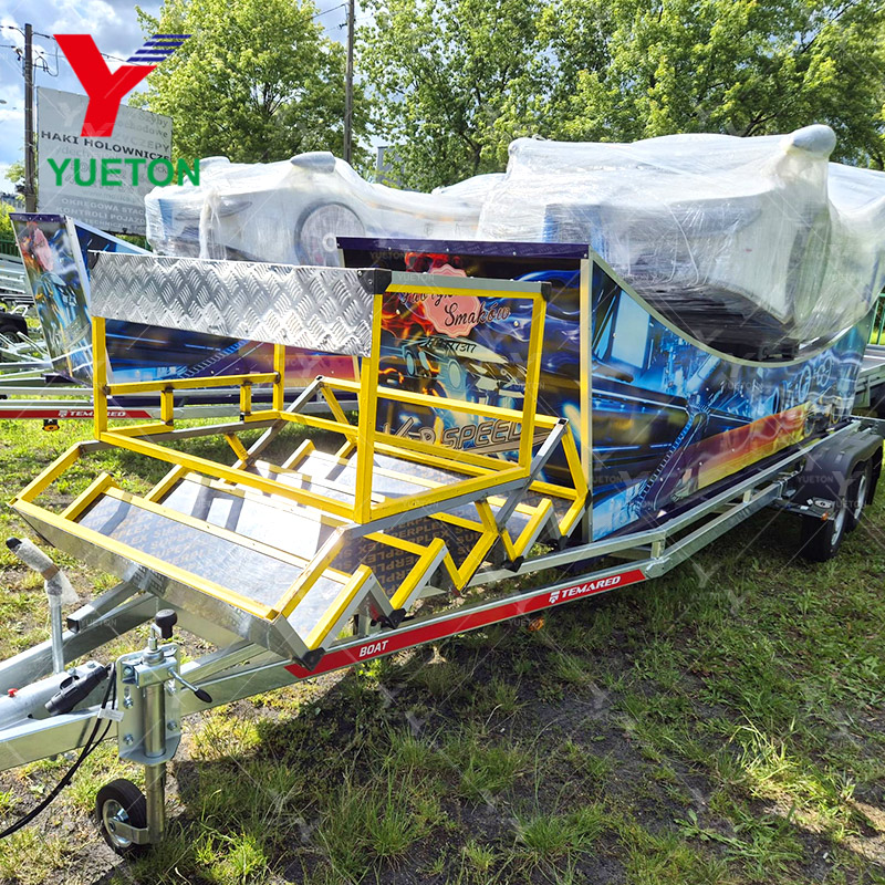 Ready To Ship Portable Kids Amusement Park Equipment Mobile Carnival Game Mini Crazy Fly Car Ride Trailer Mounted For Outdoor