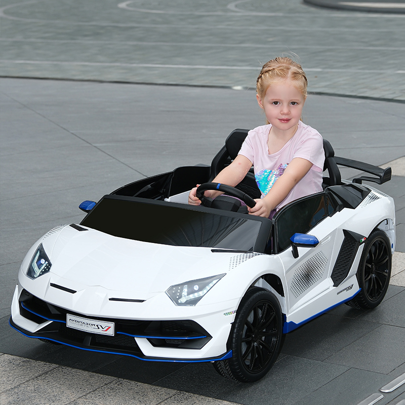 Licensed SVJ Kids Electric Ride-On Car with Two Seats 12V Battery Operated for Children Rc Car