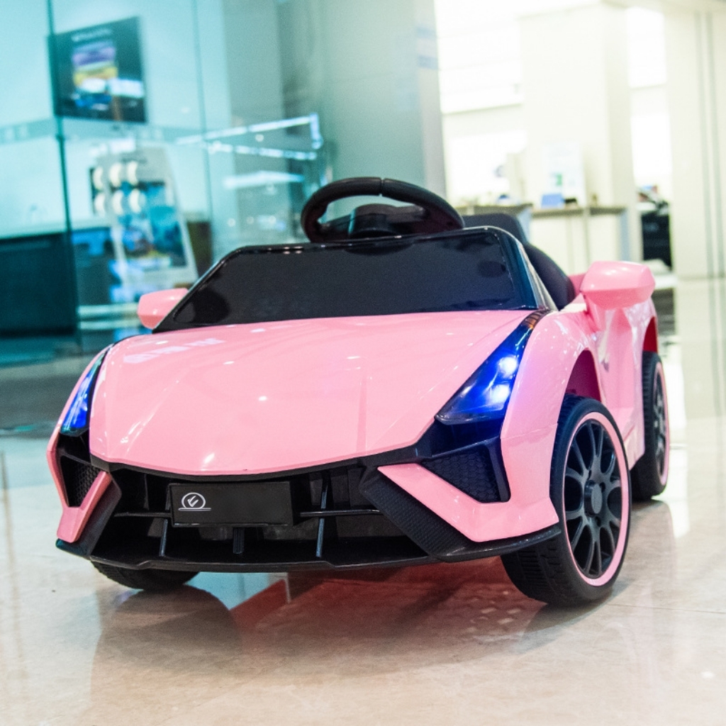 Unisex Electric Ride-On Car Toy for Kids Rechargeable Battery Music Light Effects Small Plastic Wheels for Boys Girls