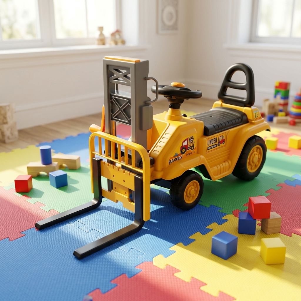 Slide Baby Ride On Car Construction Forklift Toy Manual Foot-to-Floor Engineering Vehicle with Moving Fork for Toddlers Boys