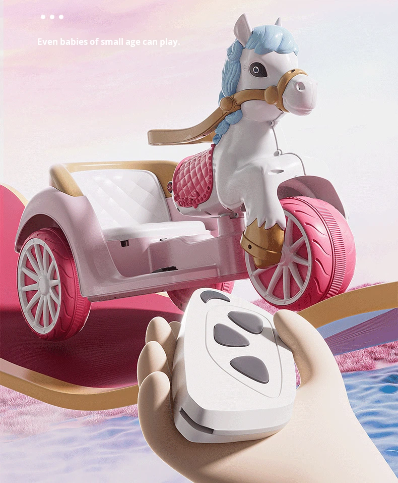 Children's Electric Ride-On Princess Carriage Rechargeable Battery Remote Control Unisex Toy Car