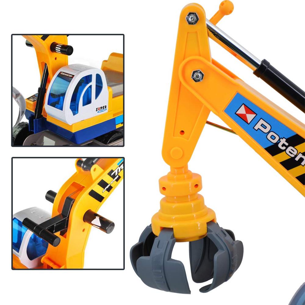 2-in-1 Plastic Ride-On Excavator Digger for Toddlers-Battery-Powered Pedal-Free Vehicle with Two Different Claws