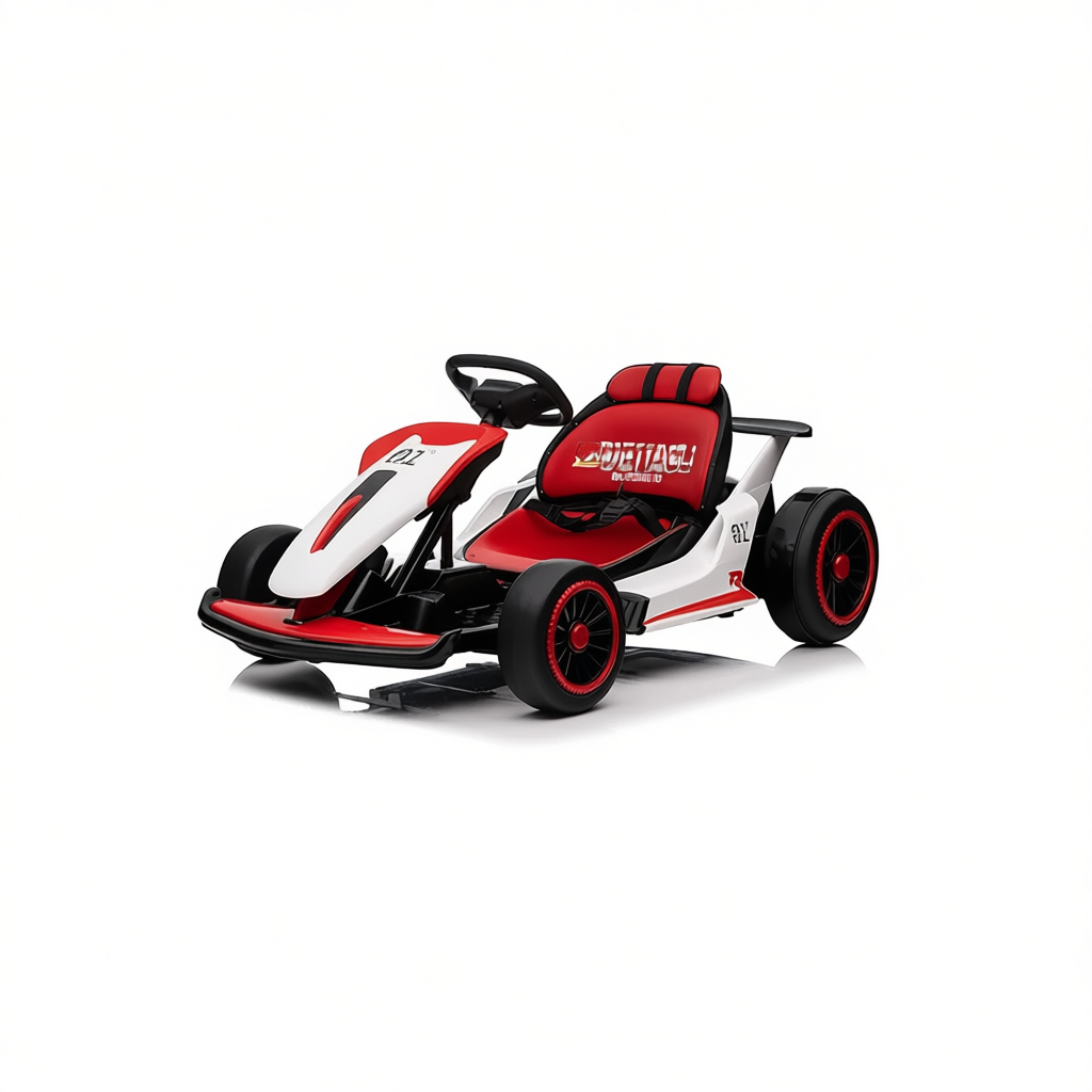 Red Ride-On Battery-Powered 12V7.0ah Plastic Go Kart Car 125Cm 3-8 Years Kids with 35W*2 Motor and Remote Control