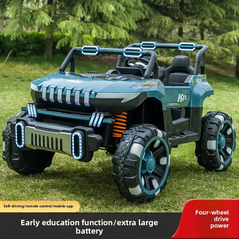 New Kids' Electric Plastic SUV Off-Road Ride-On Cars-Perfect Gift for 1-3 Years Boys Girls Two-Seater Can Carry Adults Fun