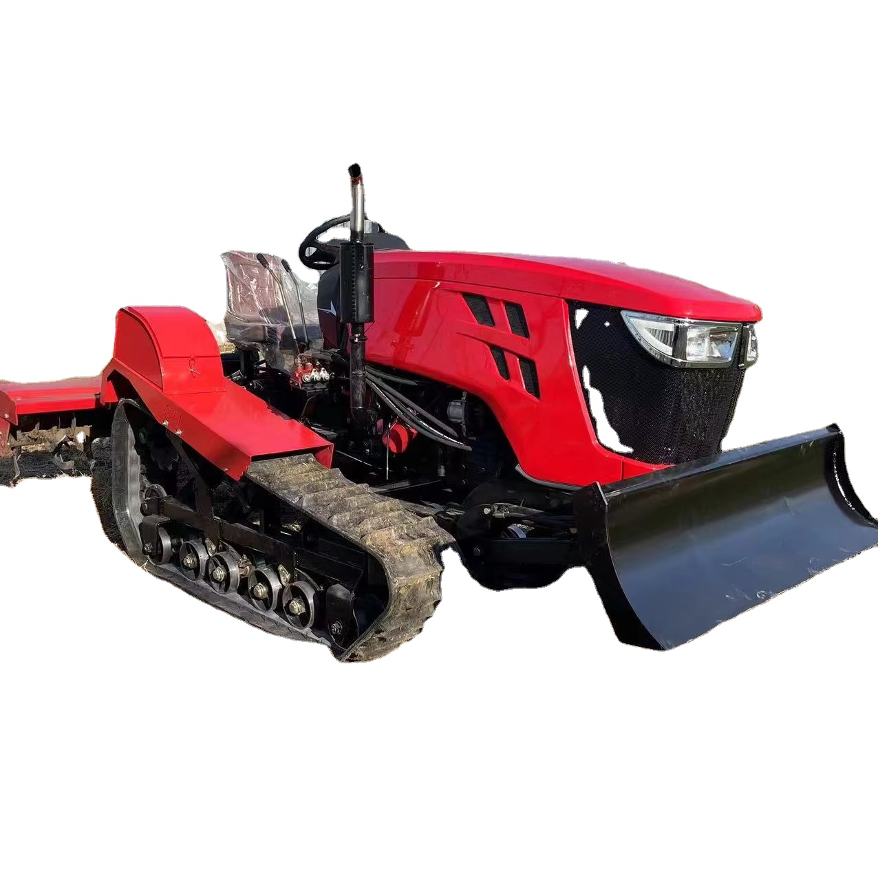 35 Hp Ride-On Crawler Rotary Tiller Tractor With Rubber Crawler
