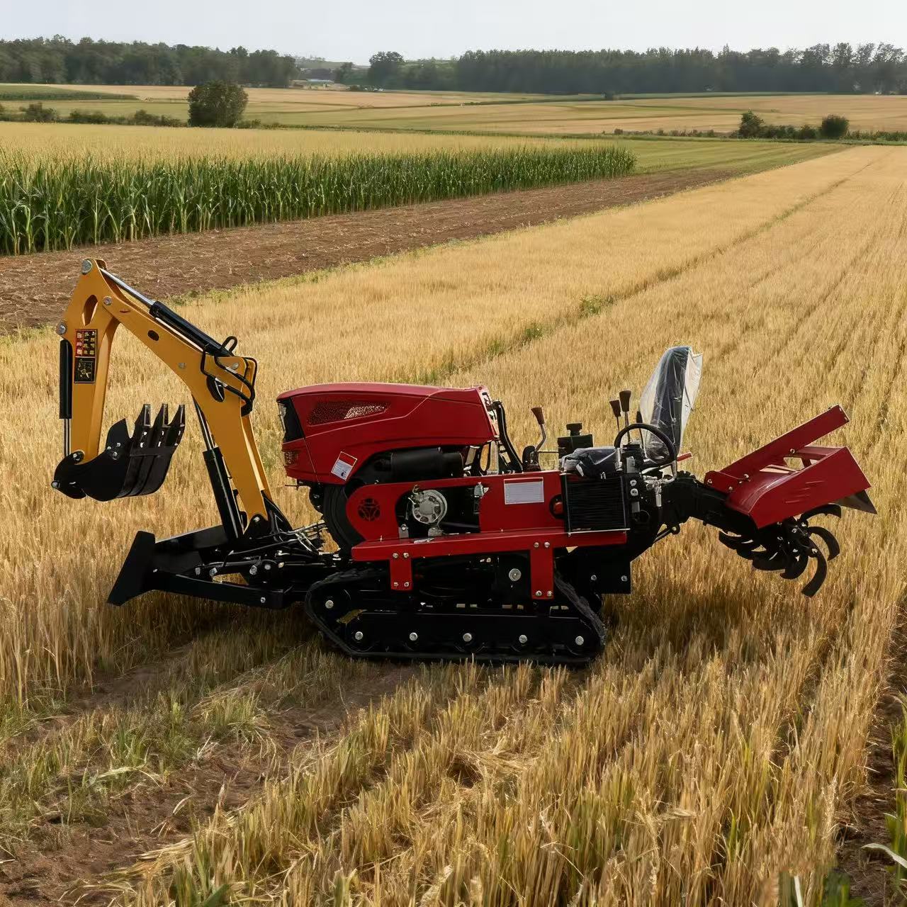 Agricultural Mini Crawler Tractor Ride-on Rotary Tiller Multifunctional Equipment for Plowing Land on Farm