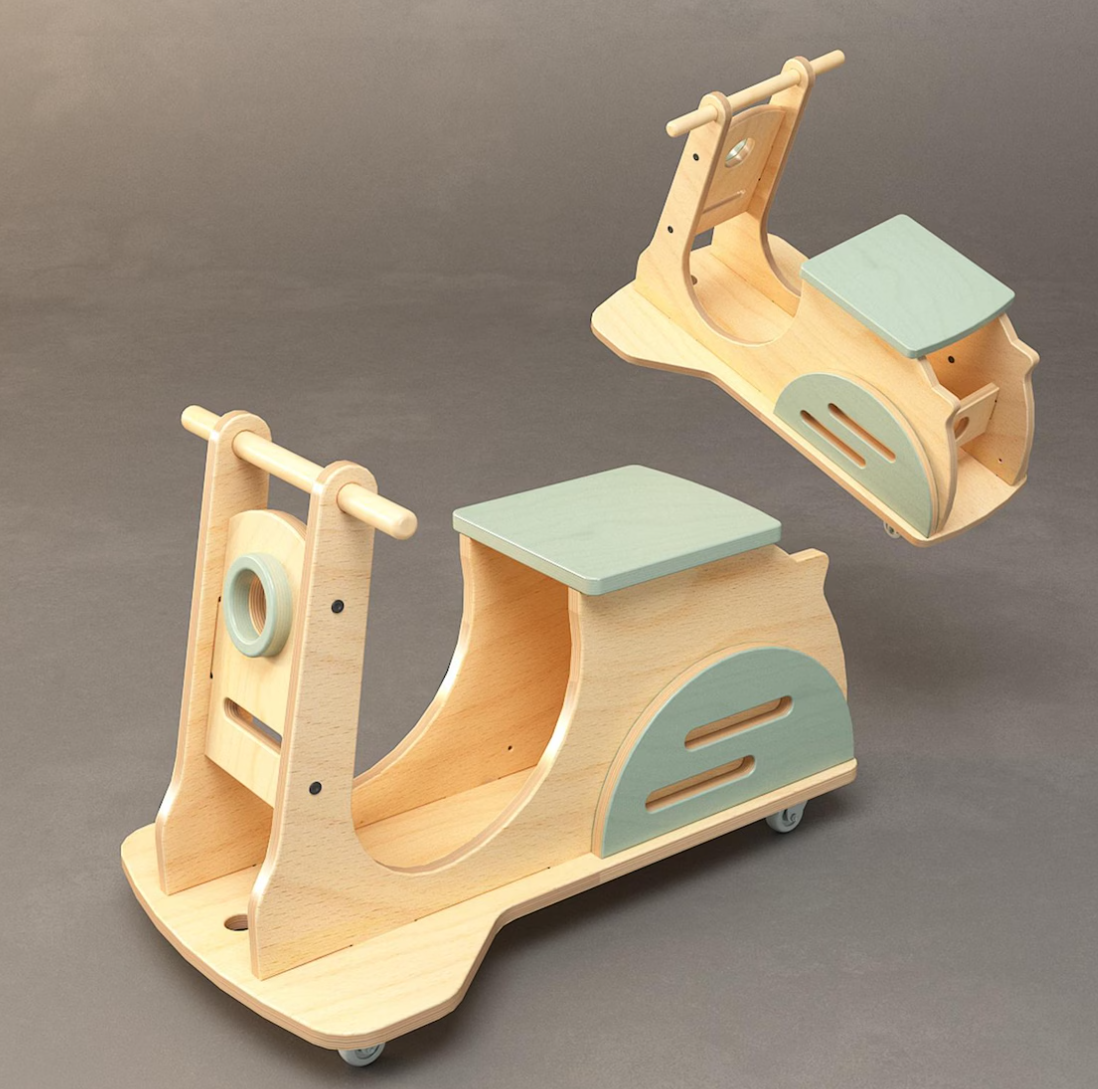 Wood Kids Ride-on Toy Montessori Inspired Customizable Wooden Bike Riding Horse