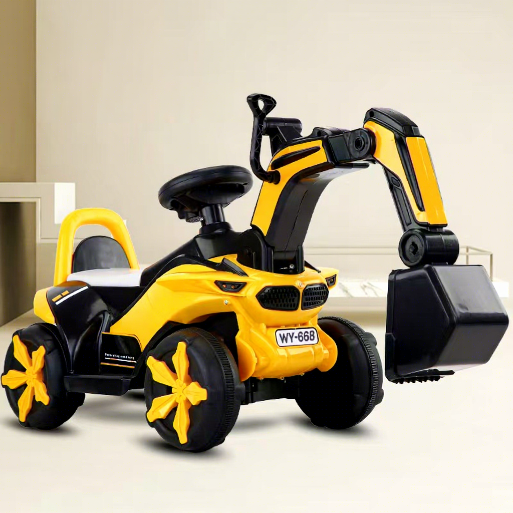 Kids Electric Ride-on Excavator, Large Sit-on Construction Digger Toy, Battery Powered Engineering Vehicle for Boys and Girls